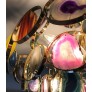 IQ3864 MULTI COLOR AGATE SLICE CHANDELIER WITH BRASS ENCLOSURE