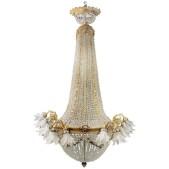 IQ3972 LARGE AND IMPRESSIVE LATE 19TH CENTURY GILT BRONZE AND BEADED BASKET CHANDELIER