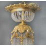 IQ3972 LARGE AND IMPRESSIVE LATE 19TH CENTURY GILT BRONZE AND BEADED BASKET CHANDELIER