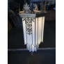 IQ4038 LARGE ART DECO GEOMETRIC LEADED GLASS CHANDELIER WITH FAN TOP