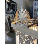 IQ4038 LARGE ART DECO GEOMETRIC LEADED GLASS CHANDELIER WITH FAN TOP