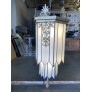 IQ4038 LARGE ART DECO GEOMETRIC LEADED GLASS CHANDELIER WITH FAN TOP