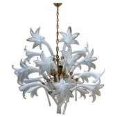 IQ4040 MID-CENTURY MODERN CHANDELIER WITH MURANO GLASS FLOWERS