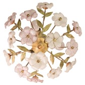 IQ4041 MURANO VINTAGE CEILING LIGHT PINK AND WHITE FLOWERS