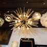 IQ4045 MODERNIST HAND BLOWN MURANO 24 KT GOLD TRANSLUCENT GLASS & BLACK ENAMEL SPUTNIK CHANDELIER