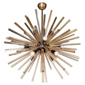 IQ4045 MODERNIST HAND BLOWN MURANO 24 KT GOLD TRANSLUCENT GLASS & BLACK ENAMEL SPUTNIK CHANDELIER