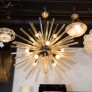 IQ4045 MODERNIST HAND BLOWN MURANO 24 KT GOLD TRANSLUCENT GLASS & BLACK ENAMEL SPUTNIK CHANDELIER