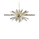 IQ4049 CONTEMPORARY TRANSPARENT “TRIEDRO” MURANO GLASS OVAL SPUTNIK CHANDELIER