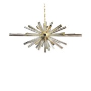 IQ4049 CONTEMPORARY TRANSPARENT “TRIEDRO” MURANO GLASS OVAL SPUTNIK CHANDELIER