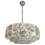 IQ4089 GERMAN MIDCENTURY LARGE CRYSTAL CHROMED METAL CHANDELIER