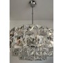 IQ4089 GERMAN MIDCENTURY LARGE CRYSTAL CHROMED METAL CHANDELIER