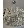 IQ4089 GERMAN MIDCENTURY LARGE CRYSTAL CHROMED METAL CHANDELIER