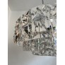 IQ4089 GERMAN MIDCENTURY LARGE CRYSTAL CHROMED METAL CHANDELIER