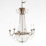 IQ4123 ANTIQUE ITALIAN DRAPED PRISM SIX LIGHT CHANDELIER CIRCA 1930