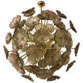 IQ4137 MURANO SPUTNIK AMBER COLOR ART GLASS MIDCENTURY CHANDELIER AND PENDANT