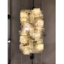 IQ4150 GLUSTIN LUMINAIRES CREATION BRASS AND ALABASTER TILES CEILING LAMP