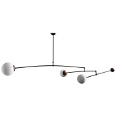 IQ4152 BRASS AND ALABASTER THREE GLOBES MOBILE CHANDELIER