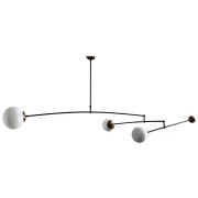 IQ4152 BRASS AND ALABASTER THREE GLOBES MOBILE CHANDELIER
