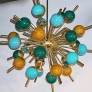 IQ2466 TURQUOISE GOLD MURANO GLASS CHANDELIER