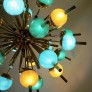 IQ2466 TURQUOISE GOLD MURANO GLASS CHANDELIER
