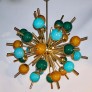 IQ2466 TURQUOISE GOLD MURANO GLASS CHANDELIER